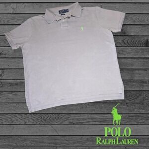 Polo Ralph Lauren Men's Custom Fit‎ Polo Shirt Green Pony Logo Grey L